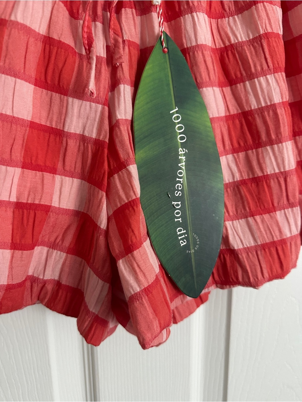 FARM Rio Red Pink Gingham Ruffle Shorts - Picture 5 of 8